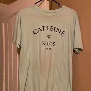 Caffeine and kilos men’s tshirt